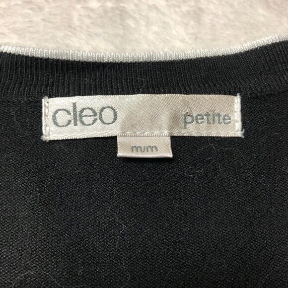 cleo Black & White Button Down Cardigan Size Petite Med - Picture 5 of 9